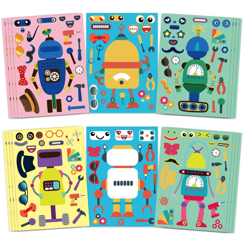 Art Craft Toddler - Assemble Robot Stickers For Kids Boys