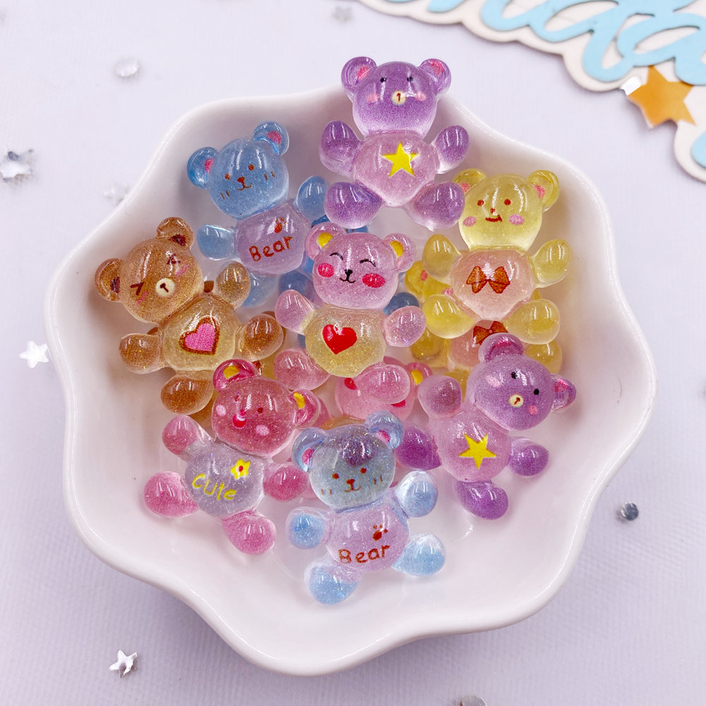 Tv Art And Craft - 20Pcs Resin Glitter Kawaii Colorful Mini