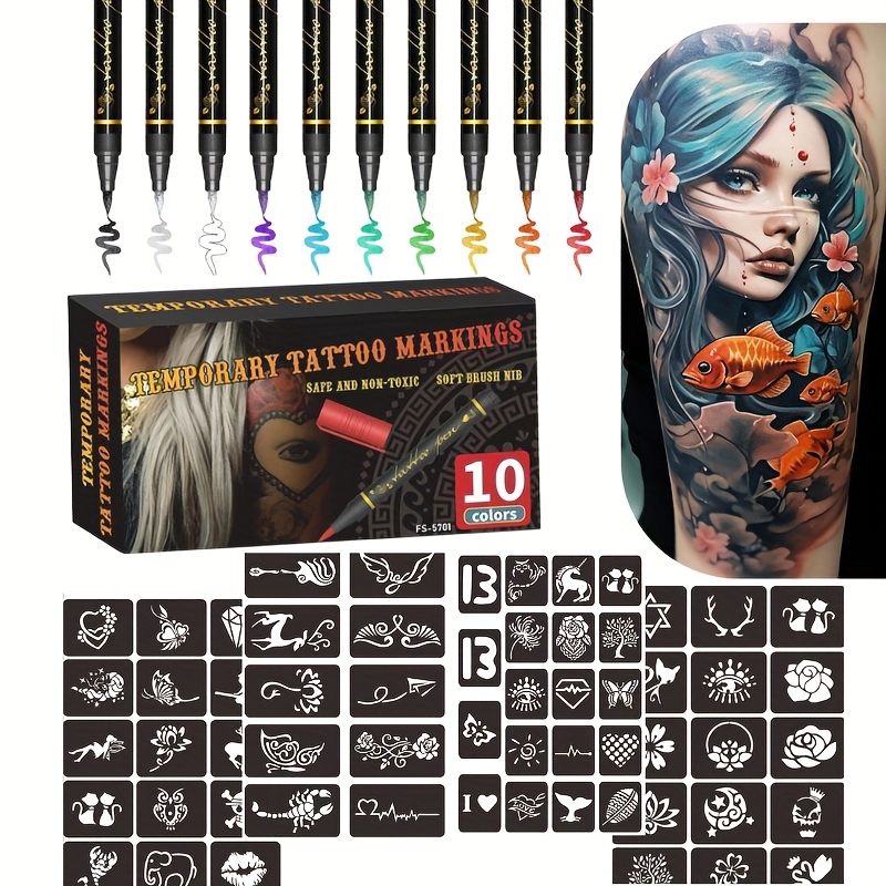Illustration Marker Set - Temporary Tattoo Marker Set 10 Colors