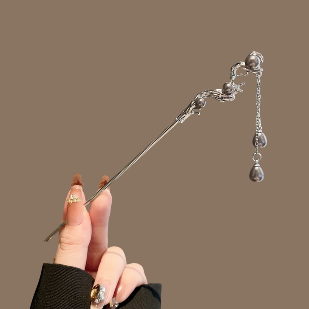 Art Craft Activity - 1pc Elegant Chinese Hairpin Silver Toned