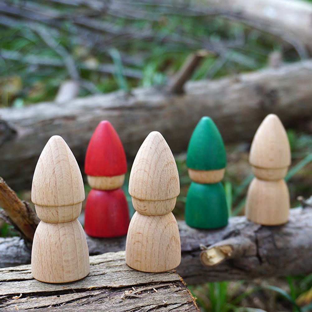 Art Craft Kit - 6Pcs Wooden Peg People Unpainted DIY