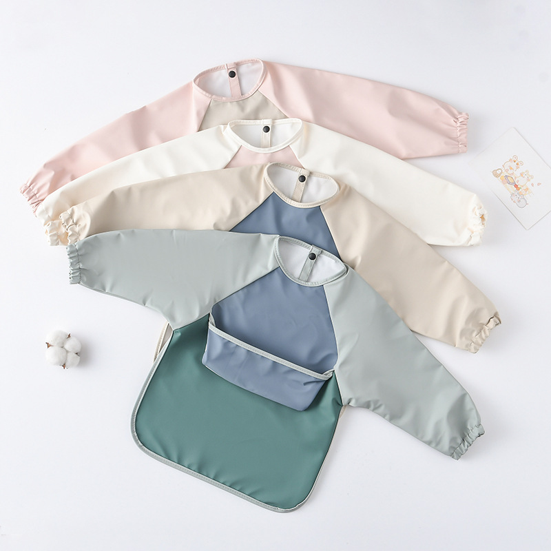 Kids Baby Long Sleeved PU Bibs - Art Craft Toddler ulasan dan harga