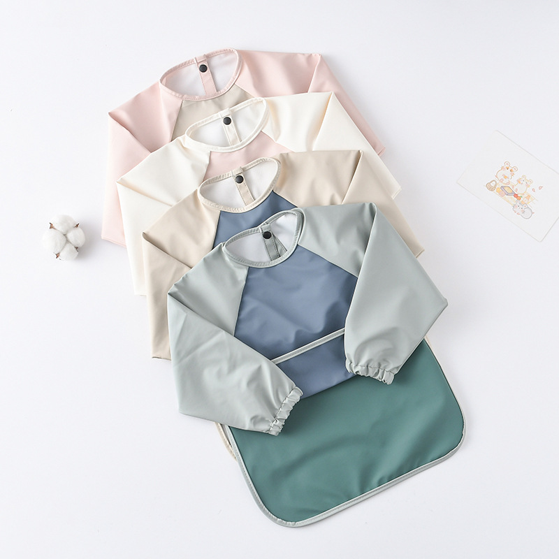 Kids Baby Long Sleeved PU Bibs - Art Craft Toddler ulasan dan harga