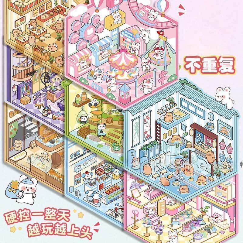 Miniature 3D Scene Stickers DI - Art Craft Activity ulasan dan harga