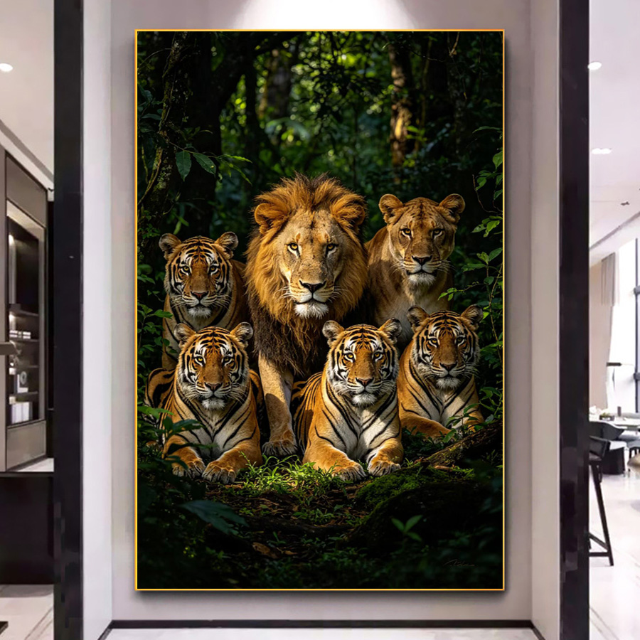 5D DIY Diamond Mosaic Lion Tig - Art And Craft Jungle ulasan dan harga