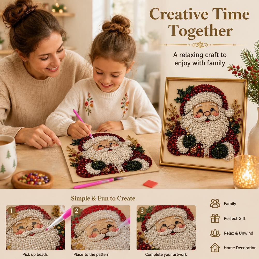 Christmas Santa Claus Pearl Ar - Art Craft Kit ulasan dan harga