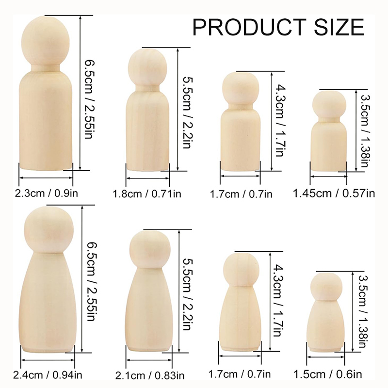 2/5/10Pcs Wooden Peg Doll Unfi - Craft And Art Difference ulasan dan harga