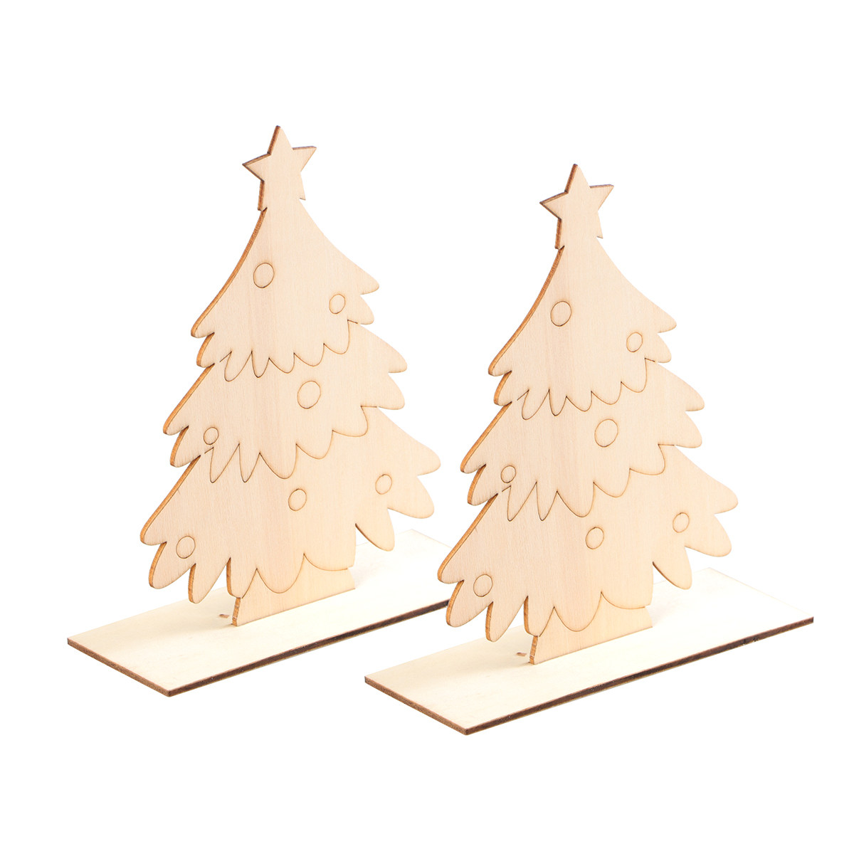 2Pcs Wooden Christmas Ornament - Art And Craft Xmas Tree ulasan dan harga