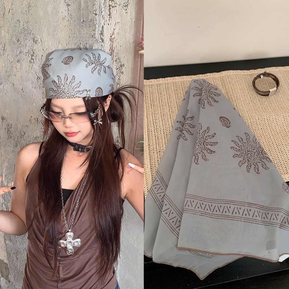 Retro Flower Square Headscarf  - Art And Craft Hair ulasan dan harga