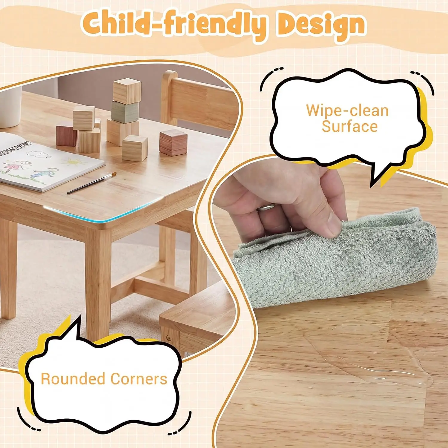 Kids Table and Chairs, 5 Piece - Art Craft Toddlers ulasan dan harga