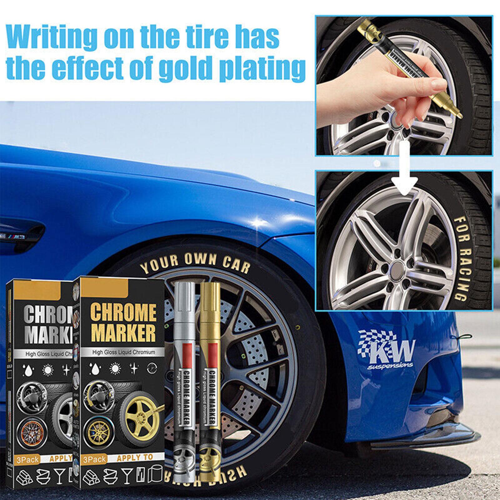 3Pcs/Set Chrome Marker Pen Car - Illustration Marker Set ulasan dan harga