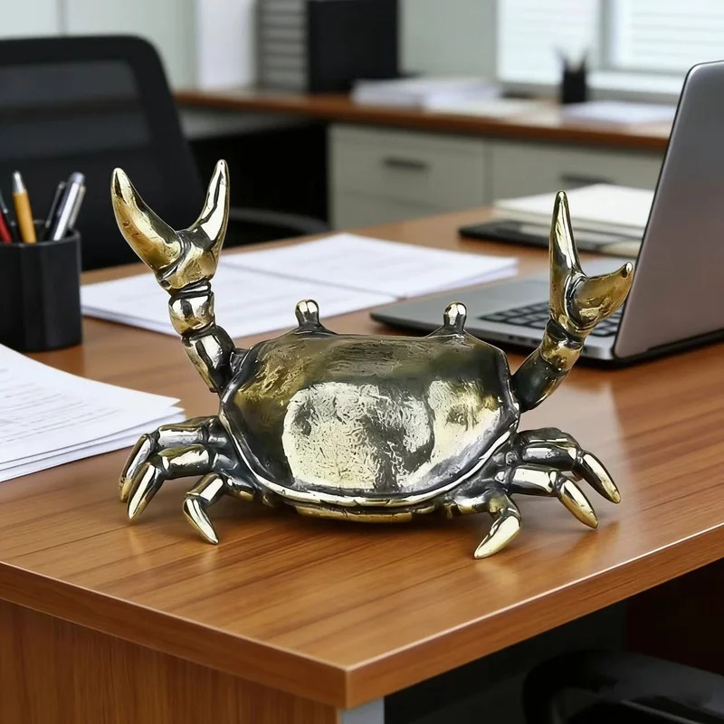 Brass Crab Sculpture Weightlif - Art Craft Furniture ulasan dan harga