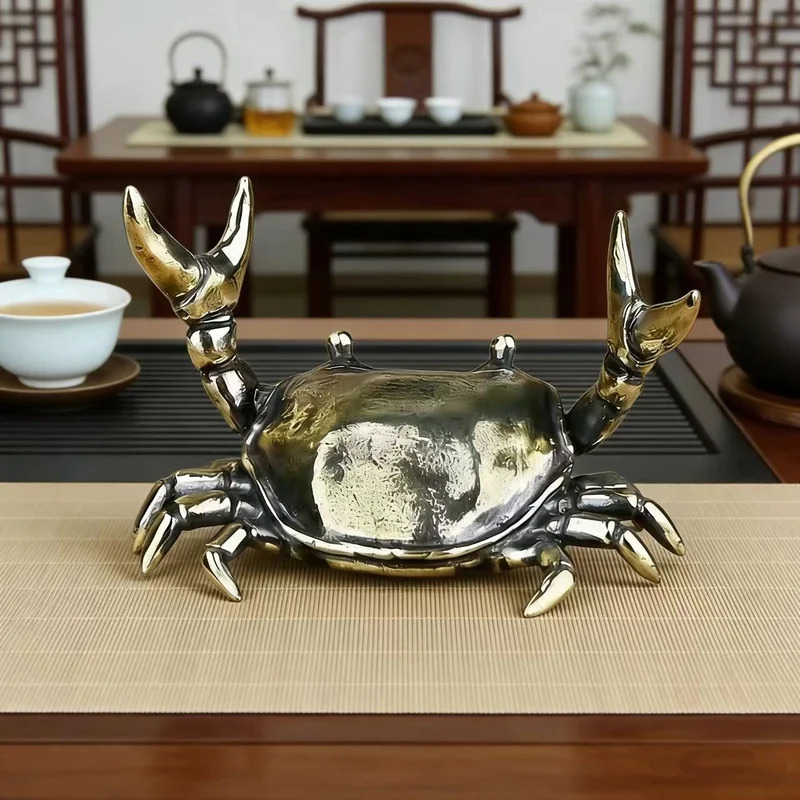 Brass Crab Sculpture Weightlif - Art Craft Furniture ulasan dan harga