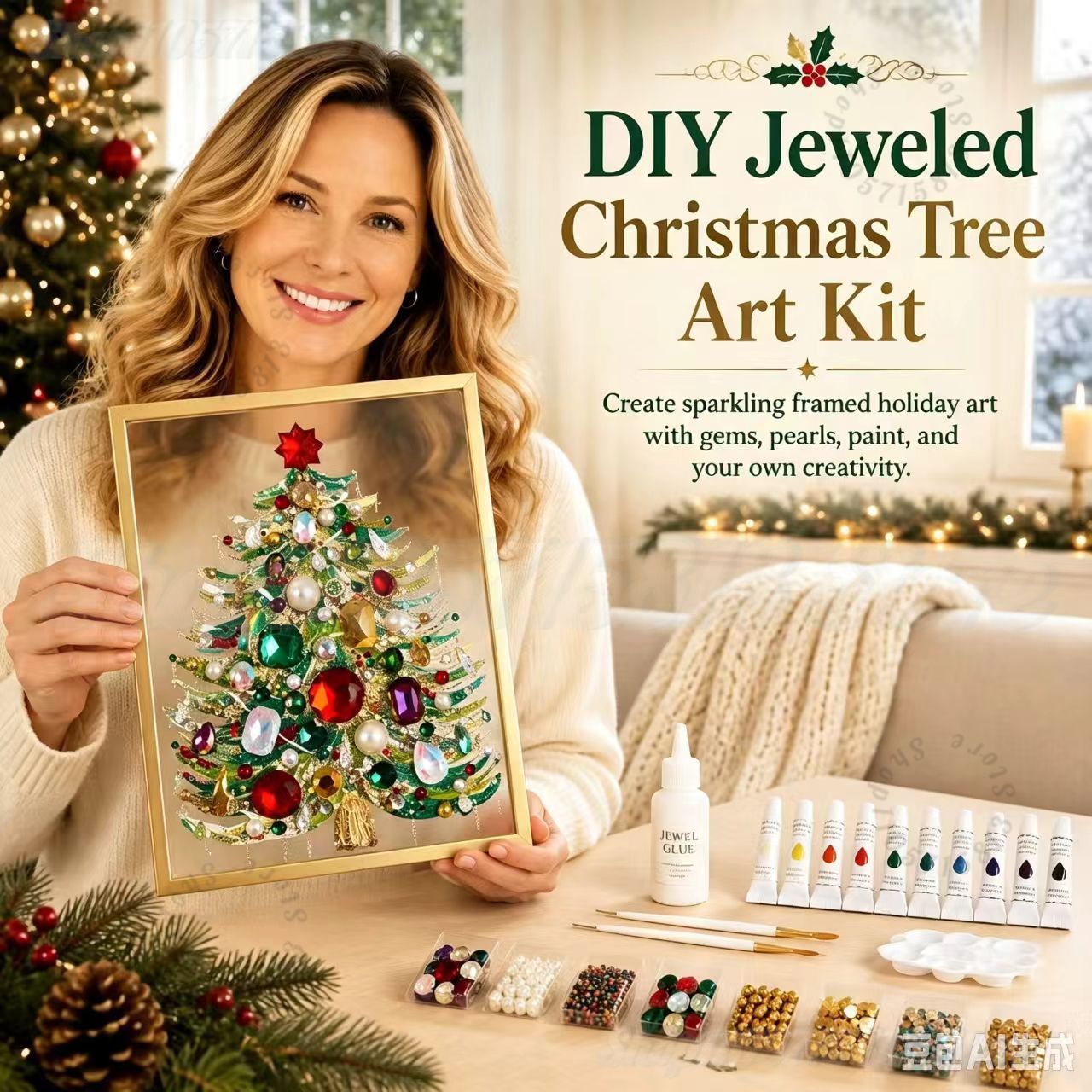 DIY Jeweled Christmas Tree Art - Art And Craft Xmas Tree ulasan dan harga