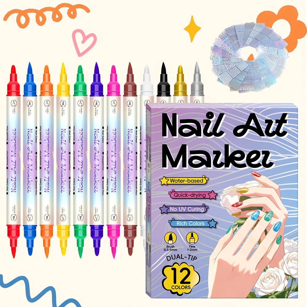 12 Colors Nail Art Pen Set 24  - Illustration Marker Set ulasan dan harga