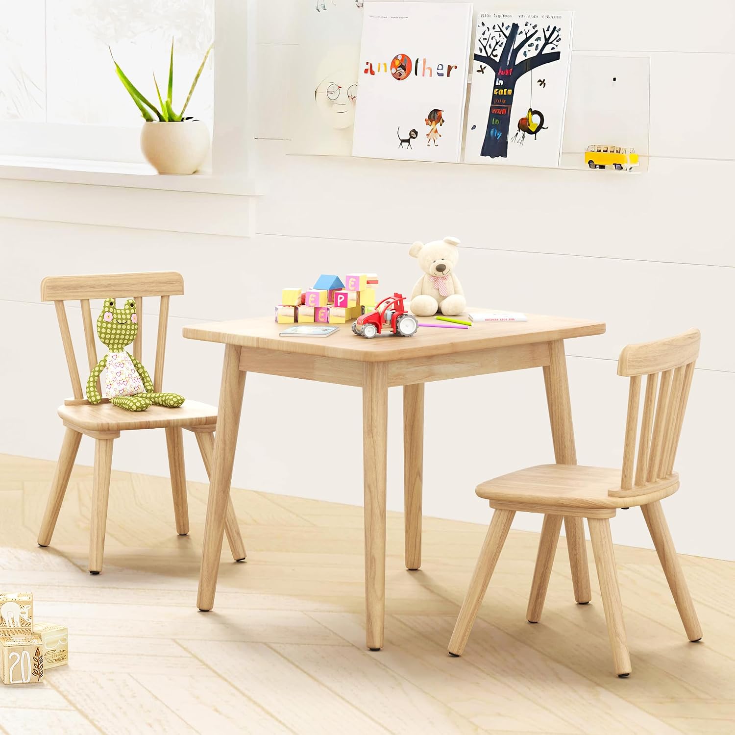 Kids Table & Chair Set Rubberw - Art Craft Toddlers ulasan dan harga