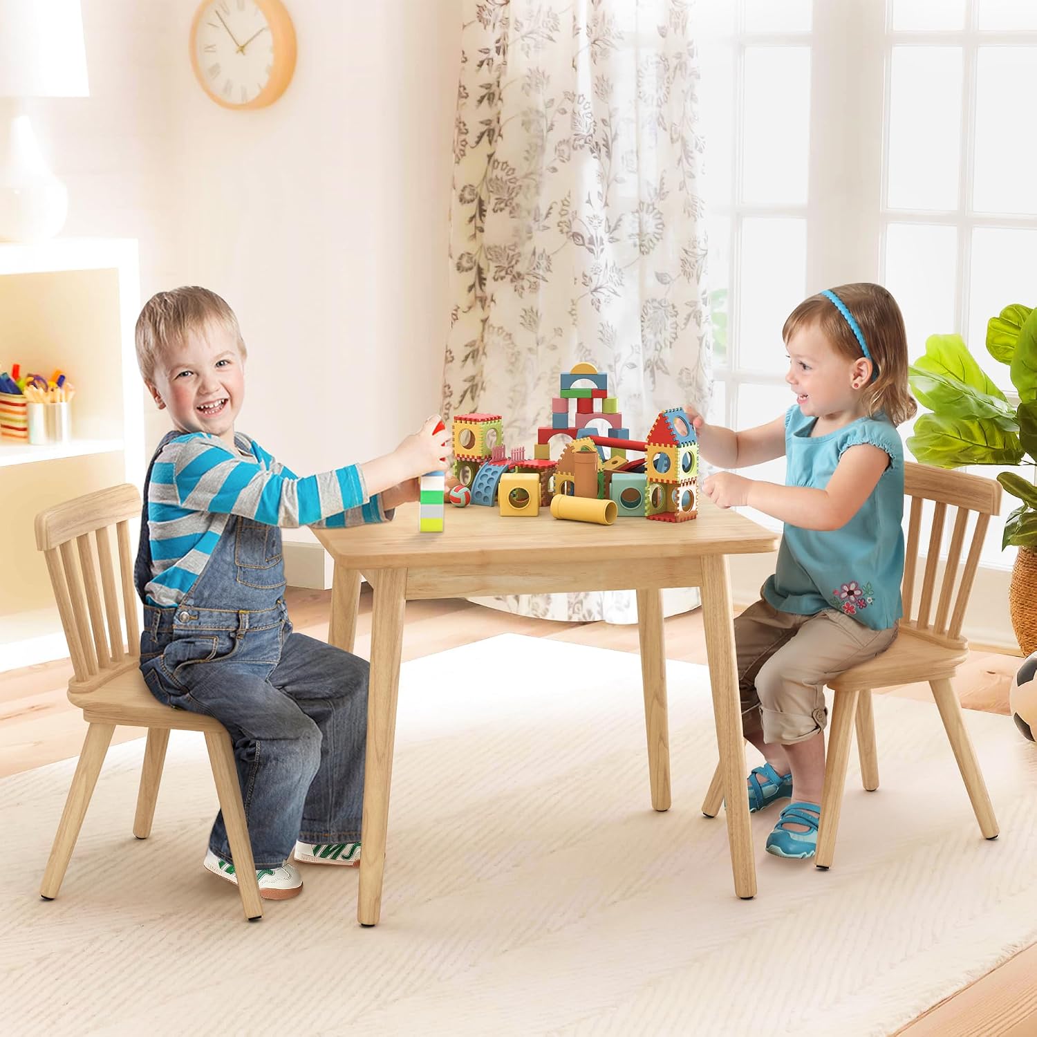 Kids Table & Chair Set Rubberw - Art Craft Toddlers ulasan dan harga
