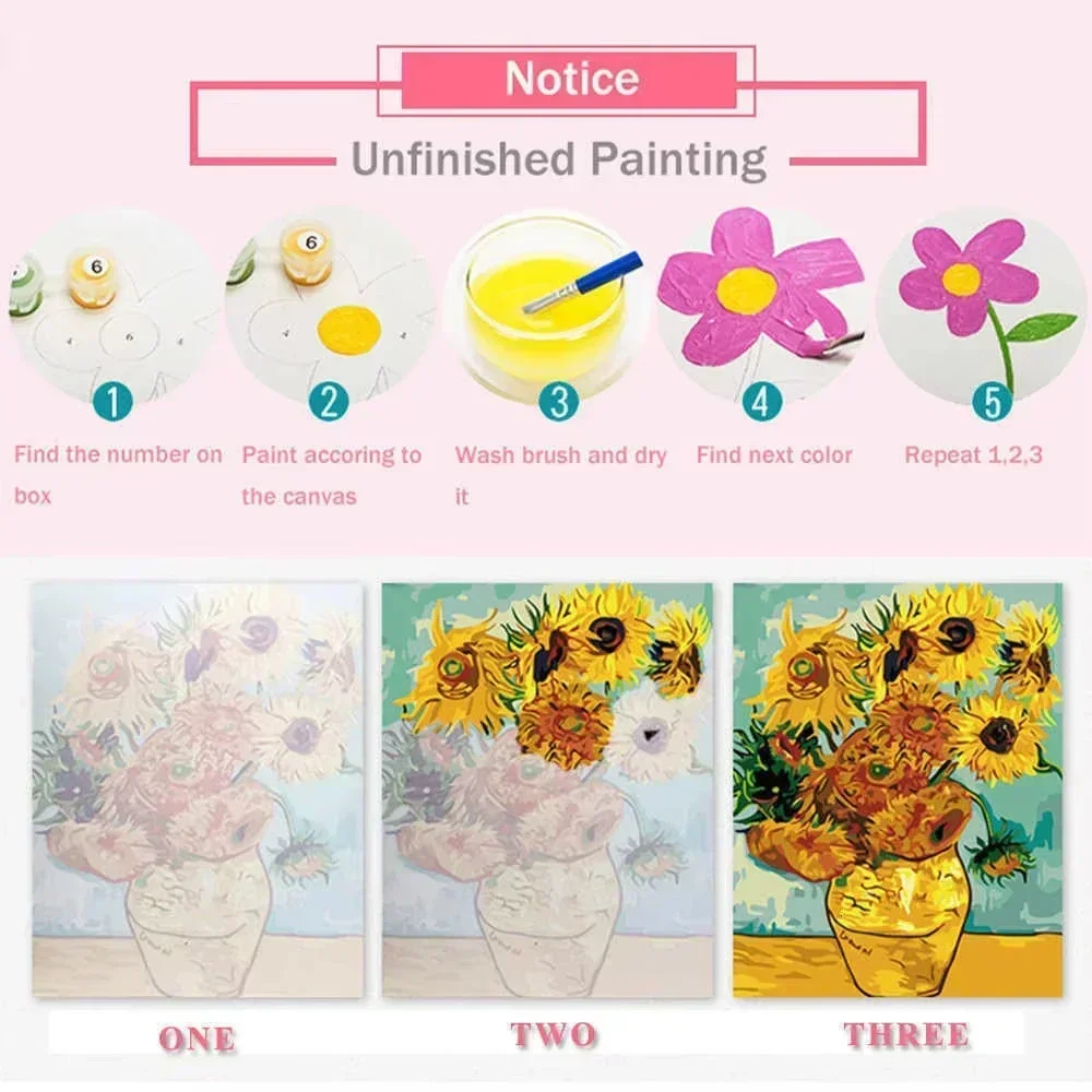 Oil Painting By Numbers Flower - Tv Art And Craft ulasan dan harga