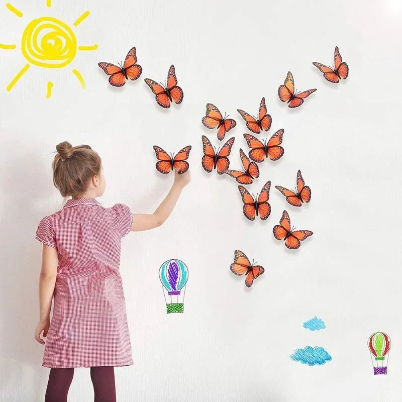 New 10Pcs 3D Monarch Butterfly - Art Craft Furniture ulasan dan harga